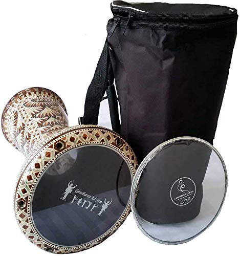 Derbaki ou Darbuka de Gawharet le Fan, avec incrustation de nacre, couleur marron fabriqué en Égypte