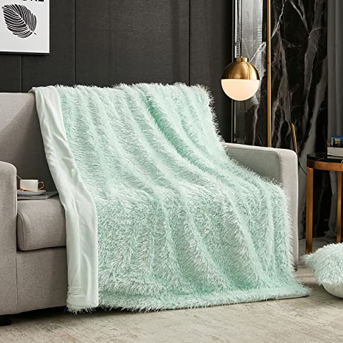 Werdim Plush Faux Fur Throw Blanket Aqua - Luxury Soft Fluffy Fuzzy Sherpa Velvet Throw Blankets For Couch Sofa Bed, 50X70 Inches #TOP1