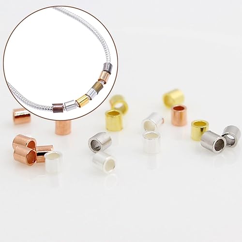 Miniatura 6 de 1400 piezas de tubos de latón para engarzar cuentas de alambre de guardianes de crimpado, puntas de cuentas, cubiertas de nudos para manualidades,