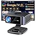 Vidéoprojecteur 4K Supporté 1500 ANSI 38000 Lumen avec Google TV Officiel, Netflix Youtube, Auto Focus, WiFi 6 Bluetooth 5.3, Contrôle Vocal, Rotatif 360°, Home Cinéma Salon et Chambre