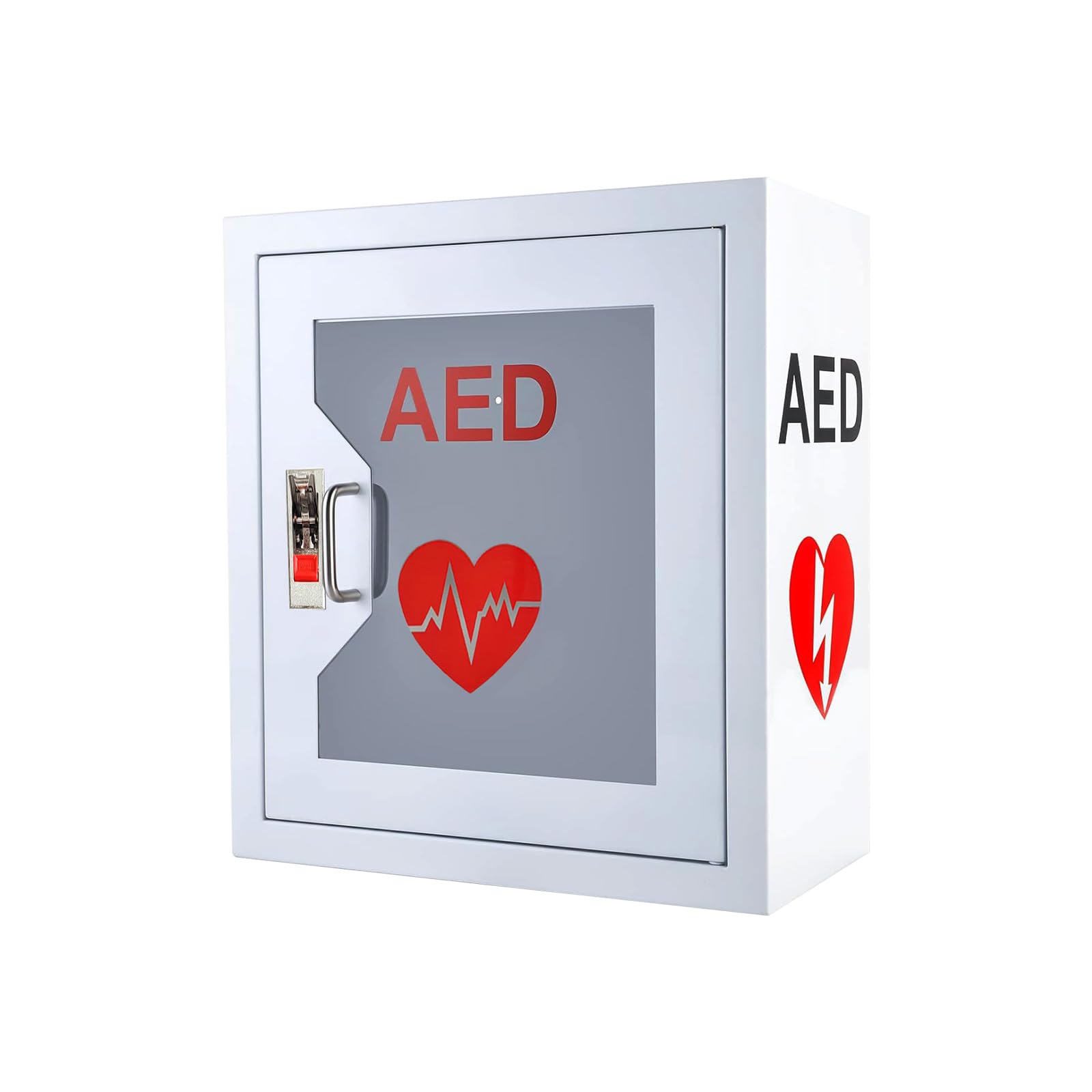 AED Cabinet Wall Mount Storage Cabinet 14.2 x 7.1 x 15.7 Inches Industrial Grade Steel Metal Plate See Through Window Wall Mounted Fits Most Brands of AED Defibrillators