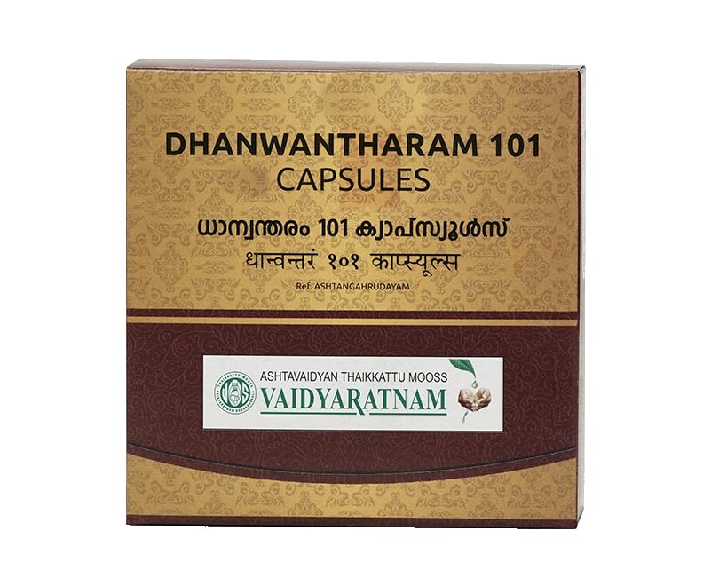 Dhanwantharam 101 capsule Vaidyaratnam bien-être naturel et vitalité indienne 100 nos