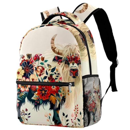 Sac à dos d'école léger fleuri avec grand compartiment et poches latérales pour ranger ses affaires