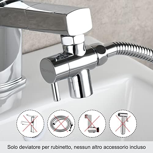 Tecmolog Brass Sink Valve Diverter Faucet Splitter for Kitchen or Bathroom, Faucet Adapter 3 Way Faucet Diverter Valve, Sink Faucet Replacement Part M22 X M24, Chrome, SBA021C