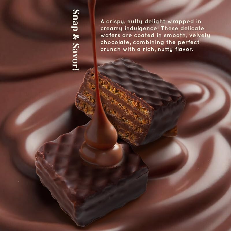 Image of Cacao Springs Premium Dark Choco Waffrils Gift Box, Premium Choco & Nut Delicacy Waffle Chips, Great for Snacking, Premium Gift Hamper for Christmas Gifts, 12 Pieces in Each Box, 1 Box, 120gm