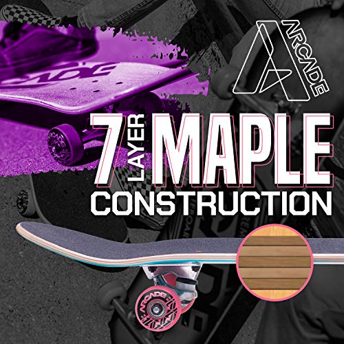 Arcade Skate Board for Kids 8-12 - 31” Skateboards for Beginners, Skateboards for Teens, Skateboards for Adults - Skateboard Beginner Kids - Skateboards for Girl & Boys (Kitty Karma)