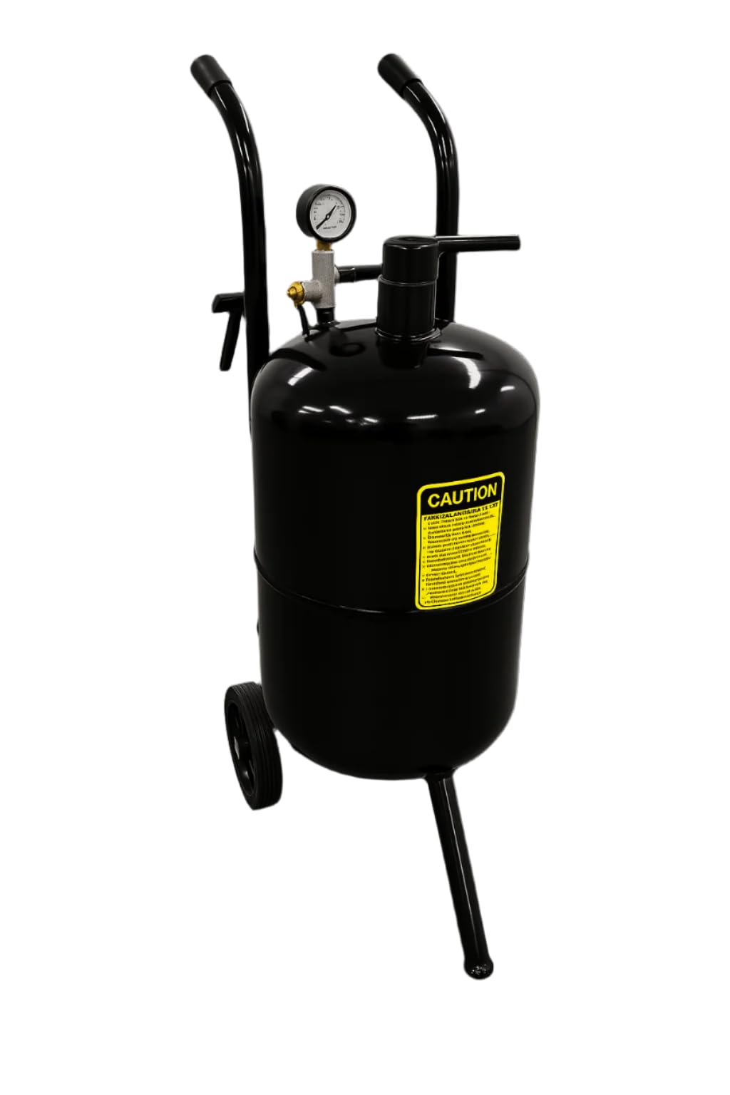 10 Gallon Sandblaste Shot Grit Equipped with Nozzle Shut-Off Valve Pressure Gauge Ceramic Nozzle 2.5m Hose Filling Funnel Watertrap 6" Rubber Wheels and Canvas Hood