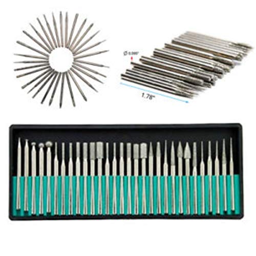 Image of DIY Crafts 30 Pieces Rotary Tool Bits - Diamond Tipped Deburring and Engraving Set - For a Range of Surfaces in a Variety of Sizes (Shape No # 7, Diamond Burr)