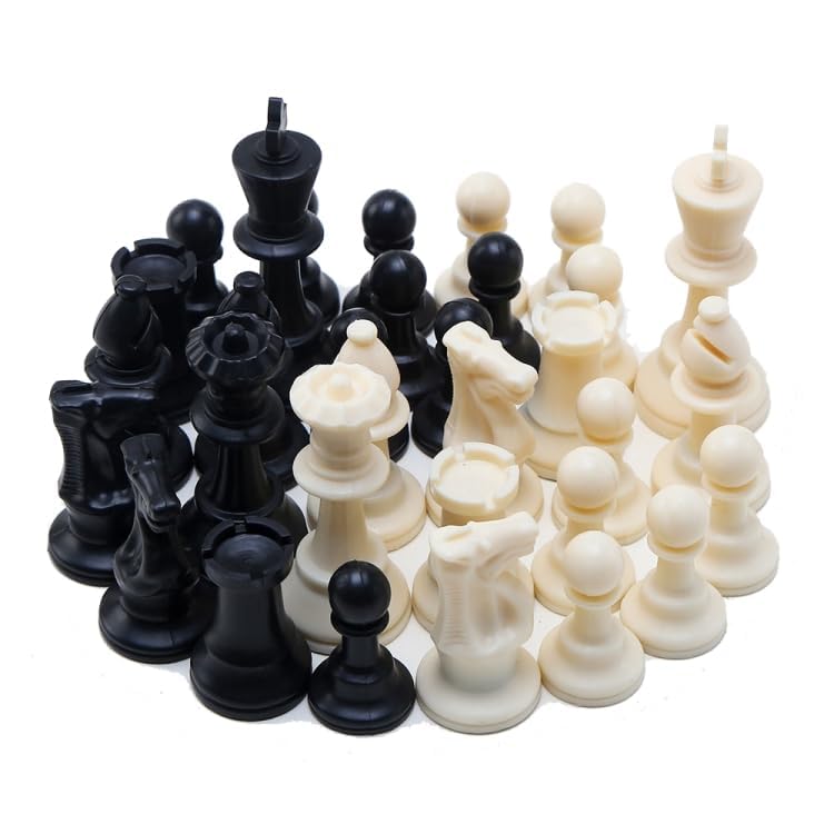 Image of Royaldeals 32 Chess Pieces Only Magnetic Plastic Peices 16 Black and 16 White Peices