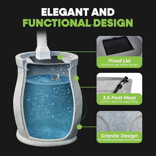 Image of FCMP Outdoor Catalina 45 Gallon Rain Barrel, Light Granite