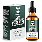 Beard Growth Oil – 2X Concentration Biotin Beard Oil for Men (2 oz) – Natural Mens Beard Oil with Argan Oil, Jojoba Oil and Vitamin, Beard Growth Softener, Moisturizer (Cedarwood)
