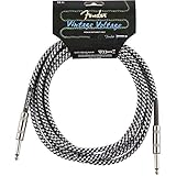 Robuste Metallstecker. Fender 099-0822-002 Vintage Voltage 12ft Gitarrenkabel - Grey Tweed - Ltd Edition