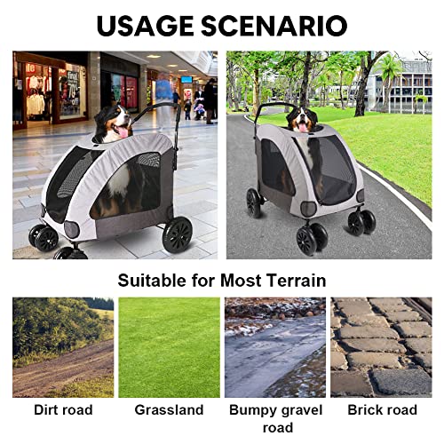Petbobi Dog Stroller for Large Dogs, Breathable Large Space, Waterproof Oxford Cloth & Storage Bag, Detachable Folding⦠- Image 5