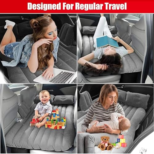 Image of Antson Premium Car Inflatable Bed with Pump & 2 Air Pillow | Quick Inflatable Back Seat Bed | Car Inflatable Mattres | Car Bed Mattress | Car Bed for Kids,Travel,Trip,Camping,Picnic, Beach (Grey)