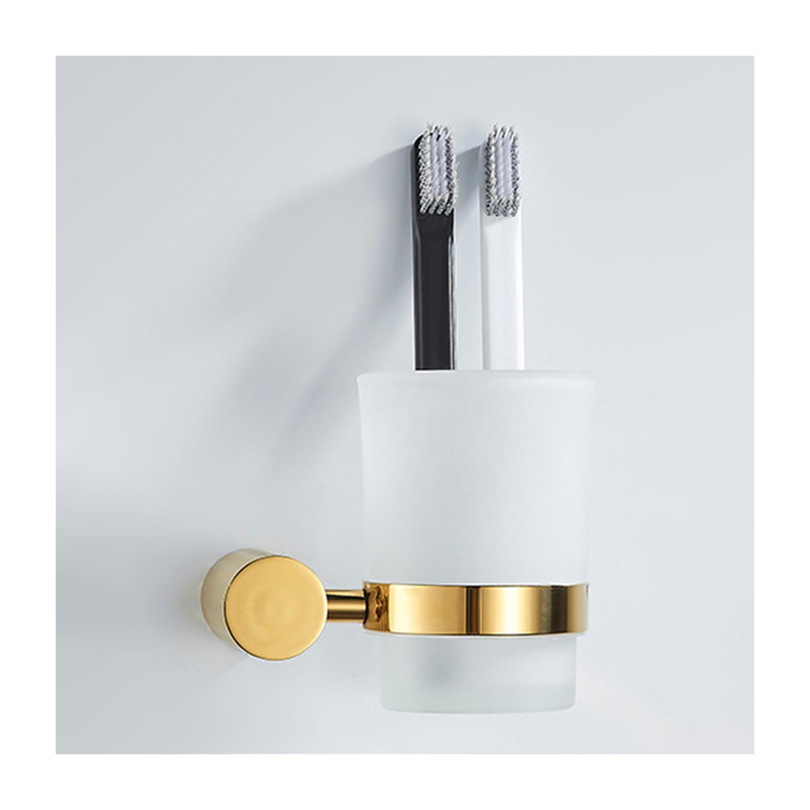 Gold Toothbrush Holder,Stainless Steel Tumbler Holder with Frosted Glass Cup,Wall Mounted Modern Bathroom Toothbrush Cup Holder Hardware