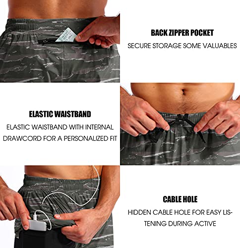 Image of Pudolla Men's 2 in 1 Running Shorts 5 inch Quick Dry Gym Athletic Workout Shorts for Men with Phone Pockets