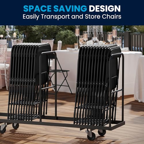 Image of Flash Furniture Hercules Series Plastic Folding Chairs for Parties and Weddings, Stackable Commercial Event Seats with 650-lb. Static Weight Capacity, Set of 2, Black