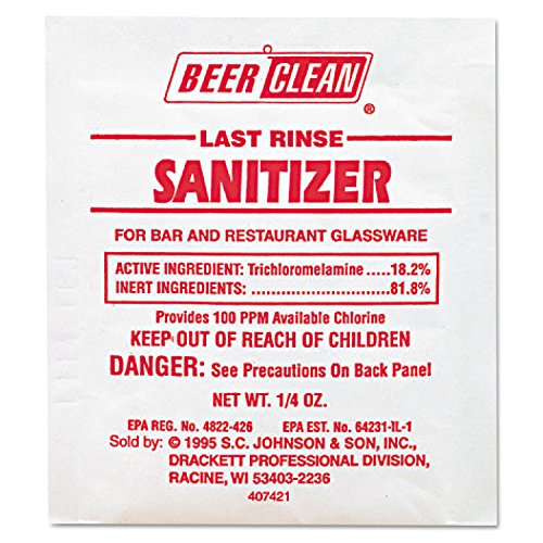 Diversey 90223 Beer Clean Last Rinse Sanitizer, 0.25 oz. Packet (Case of 100)