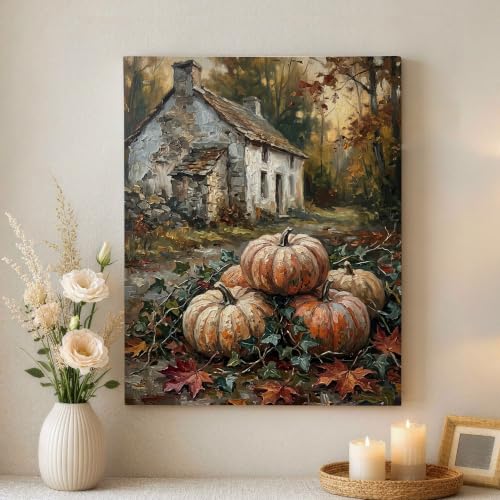 Lienzo decorativo de hojas de otoño naranja para pared de salón y dormitorio, 40x50 cm