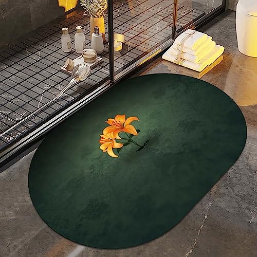 Badvorleger mit Calla-Lilien-Motiv, super saugfähig, ultradünn, flaches Profil, rutschfest,...