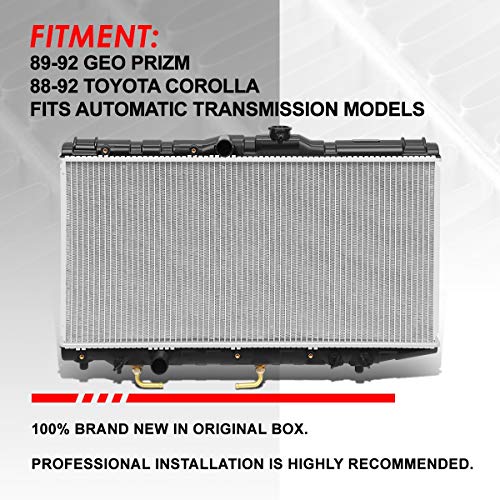 Image of Auto Dynasty Radiator Compatible with 1988-1992 Geo Prizm Toyota Corolla AT, DPI 539 Factory Style 1-Row Cooling Radiator, Aluminum Core