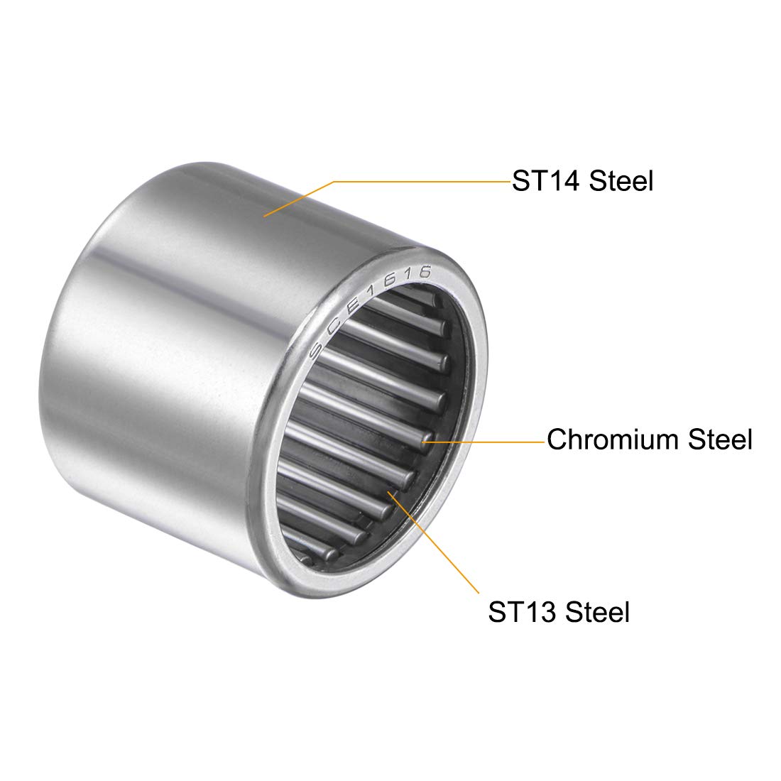 Uxcell SCE1616 Needle Roller Bearings, Drawn Cup Open End 1 Inch Bore 1 1 4 Inch Od 1 Inch Width 24800n Static Load 45500n Dynamic Load 5pcs