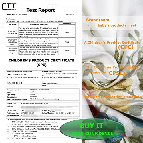 Brandream Crib Sheets Girl Soft Cotton Floral Toddler Sheets Printed, All Seasons Use Cozy Vintage Shabby Baby Nursery Bed Sheets For Standard Crib And Toddler Mattress, White Green Pink Nursery Decor #TOP5