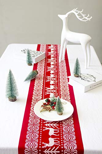 ENTHUR-Christmas-Table-Runners-Printed-Linen-Table-Lines-for-Xmas-Holiday-Season-Home-Table-Christmas-Decoration-12-x-108-Inch