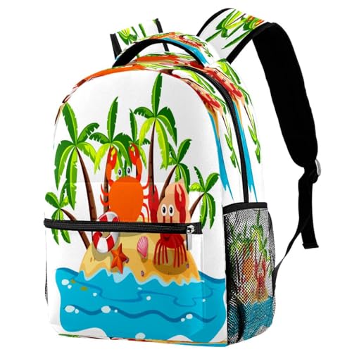 Sac de voyage décontracté et scolaire à motif crabe de l'île pour sorties et weekends ado