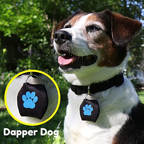 Image of Dapper Dog - Dog Tag Silencer with Tag Ring (Black, Large Dark Blue Paw Print)