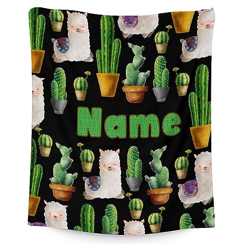 Custom Cactus Throw Blanket - Soft, Fuzzy & Warm - 30x40 Inches Small Blankets for Lap, Crib - Black Aesthetic Throws Gift for Cactus Lovers