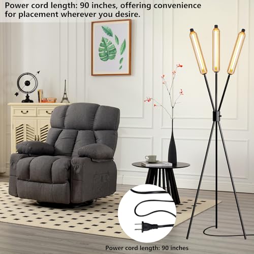 Image of Lightdot LED Tripod Floor Lamps for Living Room, Stepless Dimmable Modern Standing Tall Lamp with 360 LED LampHead,Mid Century Industrial Floor Lamp for Bedroom /Sofa Beside /Corner Decor-Black