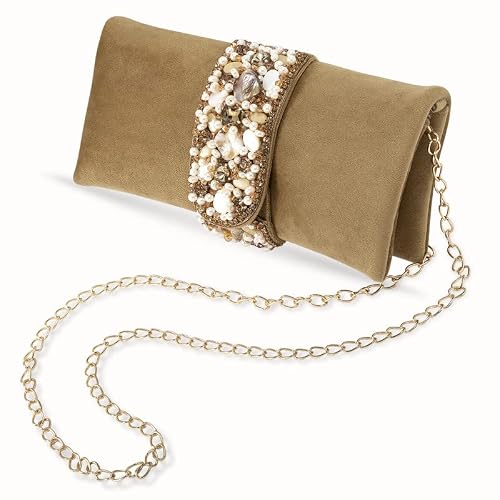 Aheli Indian Potli Bags For Women Evening Bag Clutch Ethnic Bride Purse With Drawstring, Brown & Gold-Toned Embellished #TOP2