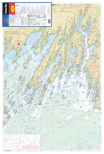MAPTECH® Waterproof Chart WPC073-3, Casco Bay Nautical Map, Multicolor, 24 x 36 Inches Open, Waterproof Synthetic Paper
