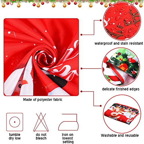 Fabric Christmas Tablecloth Red Buffalo Plaid Table Cover For Rectangle Table, Washable Snowman Santa Claus Table Cloth Decorations For Xmas Winter Holiday Party Supplies, 60 X 84 Inch (Red) #TOP2