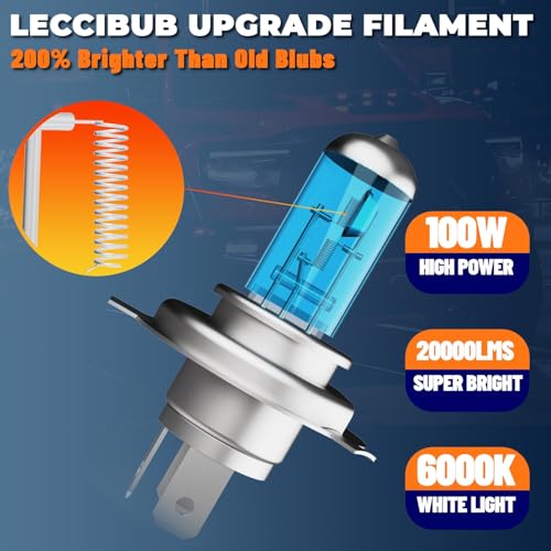 Image of Headlight Bulbs Compatible With Toyota Camry 1992-1996, 9005 + 9006 High Low Beam Halogen Light Bulb Combo, Super Bright 6000K White, Plug and Play, Pack of 4