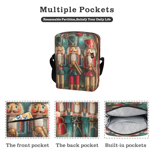 Crossbody Bag Three Christmas Nutcracker Messenger Bag for Women Men Purse Shoulder Bag Satchel Bag with Adjustable Strap 214B91302