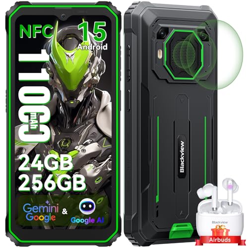 Blackview BV6200Plus Android 15 Rugged Smartphone, 11000mAh/18W, 98dB Altoparlante, 24(8+16)GB+256GB/2TB Telefono Indistruttibile, Octa-core, 6.56'HD+ 90Hz, Fingerprint/NFC/GPS/IP69K/2 Anni Garanzia