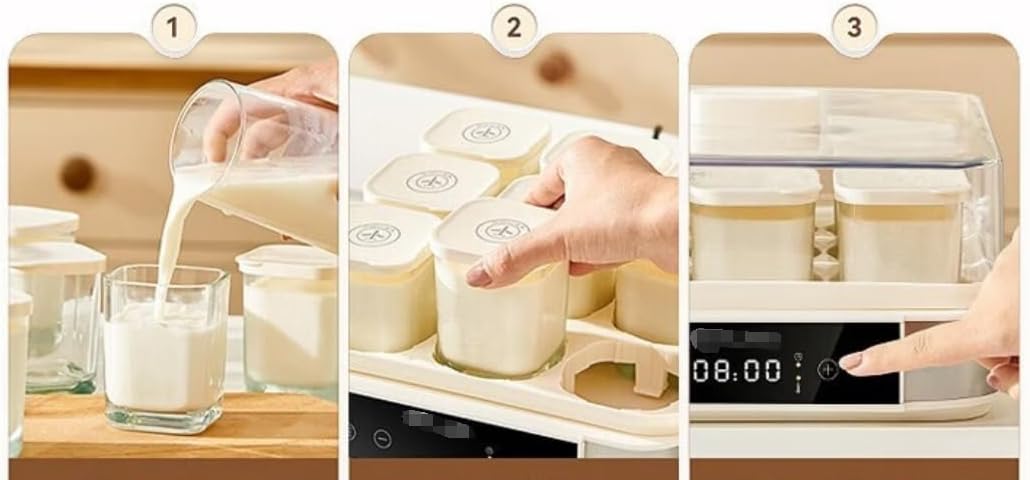 Probiotic Yogurt Machine, Adjustable Temperature and Time Control Yogurt Machine, Live Probiotics to Improve Intestinal Health, Yogurt Jar with 9 Lid, Perfect Health Gift for Men and Women