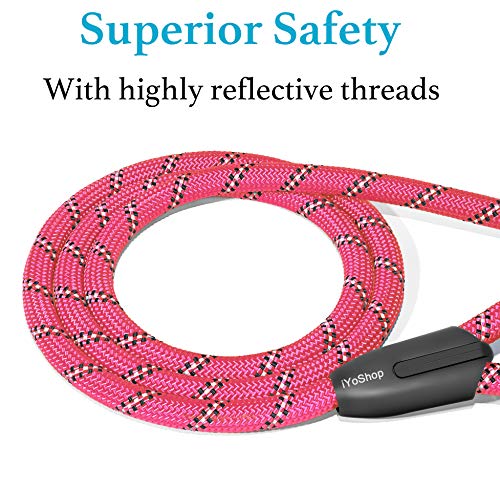 Iyoshop 6 Ft Durable Slip Lead Dog Leash With Zipper Pouch, Padded Handle And Highly Reflective Threads, Dog Training Leash, (Medium/Large, 18~120 Lbs, Pink) #TOP3