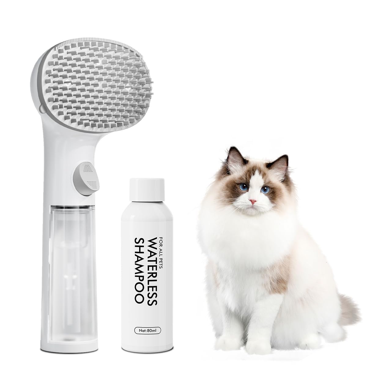 Stryfull Cat Hair Brush with Shampoo Foaming Dispenser, Adjustable Soft Silicone Bristles Cat Brush for Short & Long Haired Cats, Cat Brushes for Indoor Cats Shedding Grooming Cleaning