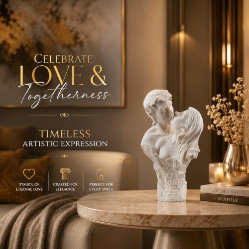Image of ARMONIA Romantic Couple Sculpture, White Marble Finish, Premium Glitter Design,| Showpiece Figurine Idol for Home Decor Gift,New Year Gift,Christmas Decoration & Housewarming