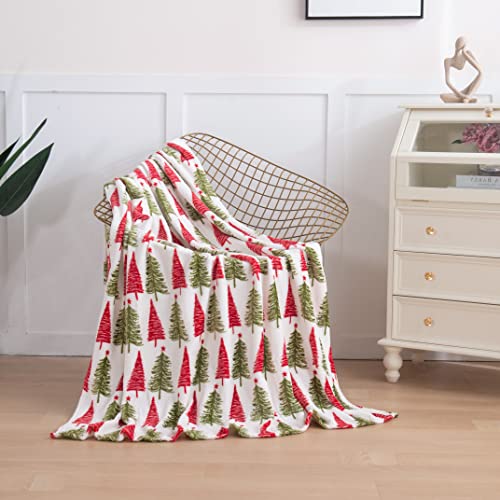 Elegant Comfort Velvet Touch Ultra Plush Christmas Holiday Printed Fleece Throw/Blanket-50 x 60inch, (Cream Christmas Tree), 50 x 60 inch - image 4