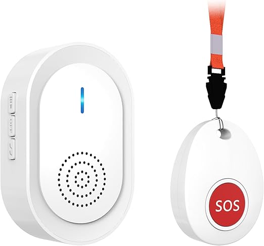 CallToU Wireless Caregiver Pager Call Button with USB Caregiver Pager, Medical Nurse Alert System Alarm and Panic Button 600+ Feet for Elderly Monitoring, Alert Button for Seniors at Home (CC06W 1-1)