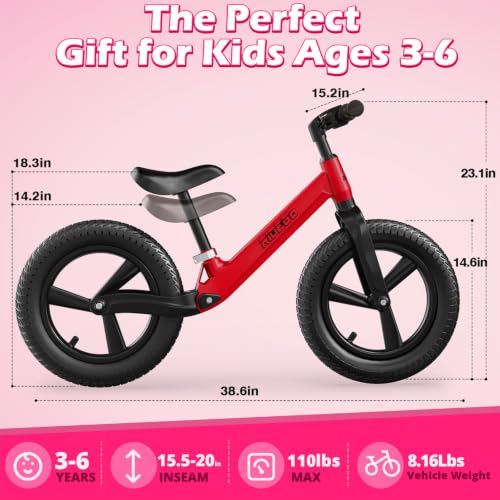 Ridego 14 Inch Balance Bike for Kids 3-6 Year Old,Lightweight Kids Bike with Adjustable Seat, Push Bicycle with Air Rubber Tires，Ride-on Toys Birthday Gift by Ridego - Used condition - Image 4
