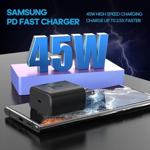 Image of 45W Type C Super-Fast Charging Compatible with Samsung Galaxy S26 /S25 Ultra /S25 /S25+ /S24 Ultra /S24 /S24+ /S23 /S23 Ultra /S23 Plus, Z Fold 7 /6 /5 /Flip 7 /6 /5 /Tab S11 /S10 Lite /S10 Fe | USB C 45 W -Black