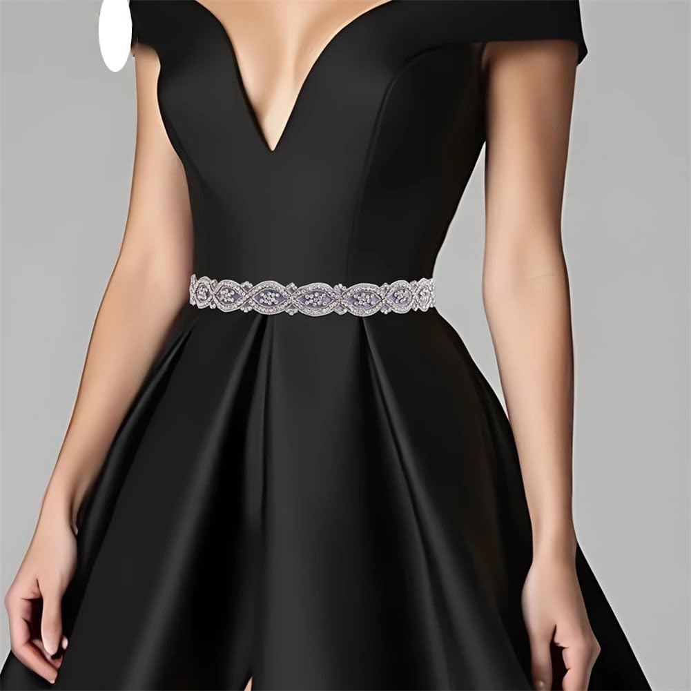 Cinturón de vestido de novia, apliques plateados, accesorios de boda brillantes, decoración de vestido de noche para mujer