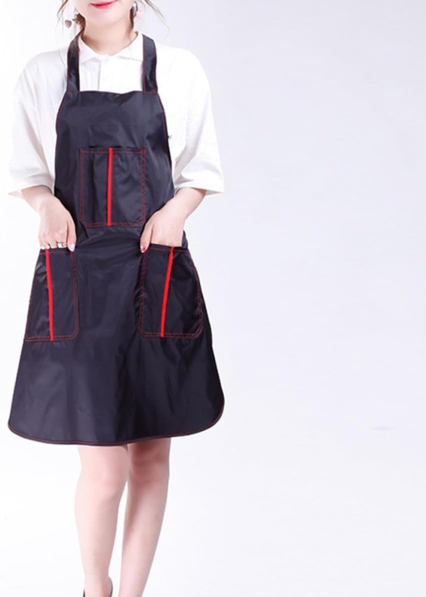 Lurrose Professional Hairdresser Apron with Large Pockets, Quick-drying Lightweight Cellosilk Hairdressing Cape for Hair Salon and Coffee Shop Workers, Adjustable Unisex Stylist Workwear