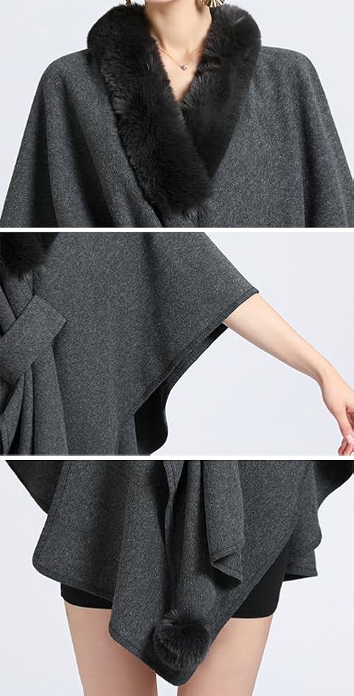 Amazon.com: Womens Winter Elegant Shawl Wrap Faux Fur Collar