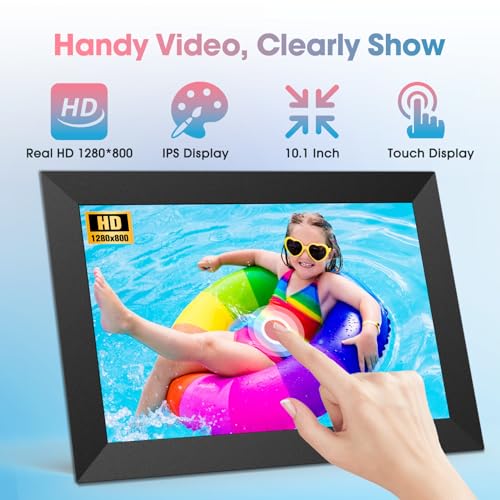 WiFi 10.1'' Digital Picture Frame with 1280x800 Resolution, Touchscreen Digital Photo Frame Share Photos and Videos Remotely via APP - Gift Guide for Christmas - Thumbnail 4
